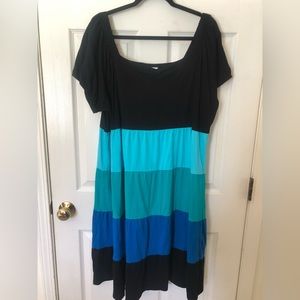 Fashion Bug woman’s color block striped layer dress